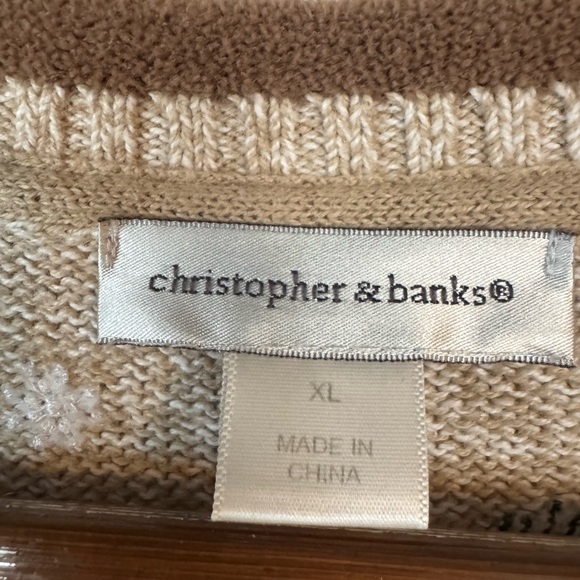 VINTAGE CHRISTMAS 🎄- 
Christopher & Banks Beige Snowman Sweater - Picture 4 of 7